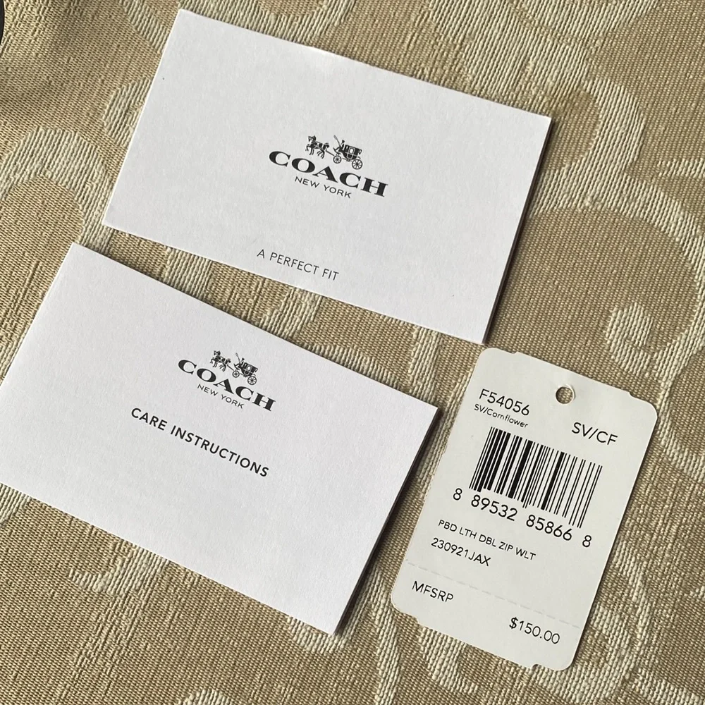 Coach Double Zip Wristlet F54056 Cornflower Blue Pebbled Leather NWT - Picture 13 of 14